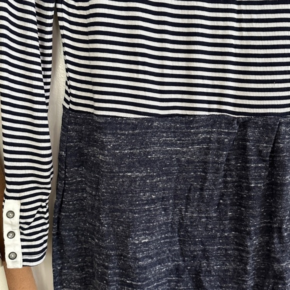 Anthropologie Dolan Navy Stripe Long Sleeve Dress - Picture 4 of 5